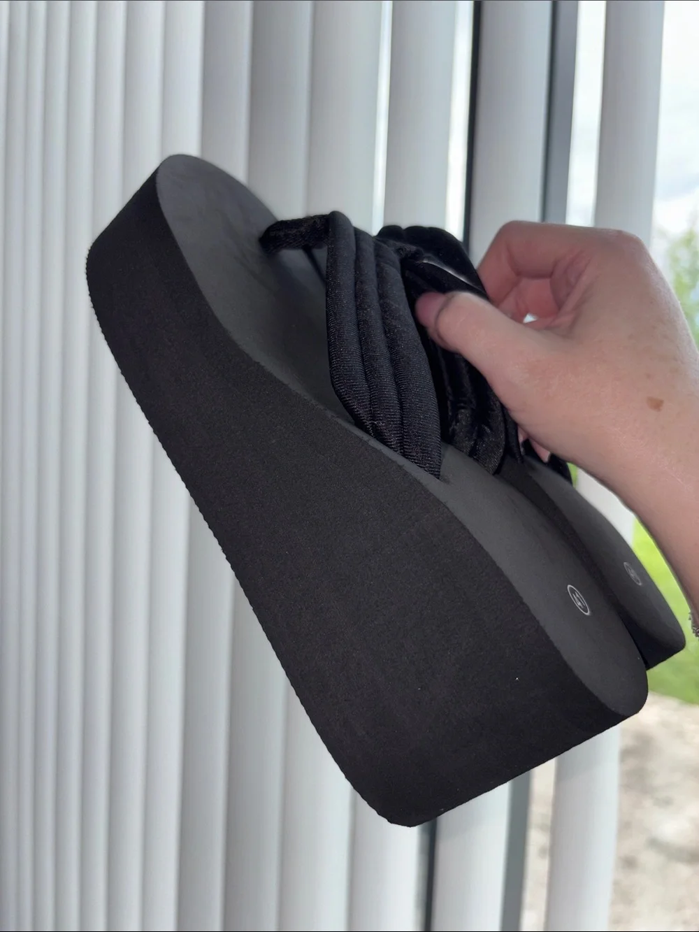 Black Thong Platform Wedge Flip Flops Size 41/10